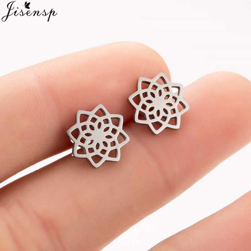 

Bohemia Fashion Daisy Flower Earrings Women Tiny Stainless Steel Leaf Snowflake Stud Earring Tree of Life Piercing Jewelry Gift