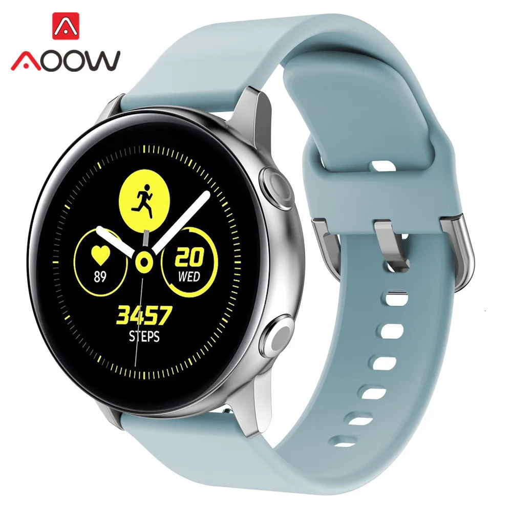 20 мм силиконовый ремешок для часов samsung Galaxy Watch Active 2 42 мм gear S2 huawei Garmin Amazfit Active2 сменный Браслет ремешок