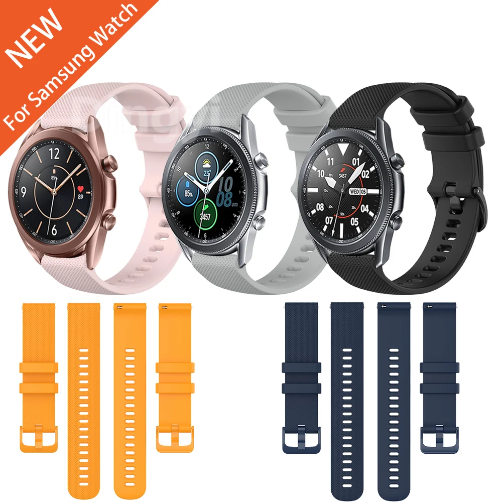 

For Samsung Galaxy Watch 3 Silicone Wristband Strap 45mm SM-R840 Band Watchband for Samsung Watch3 41mm SM-R850 Bracelet