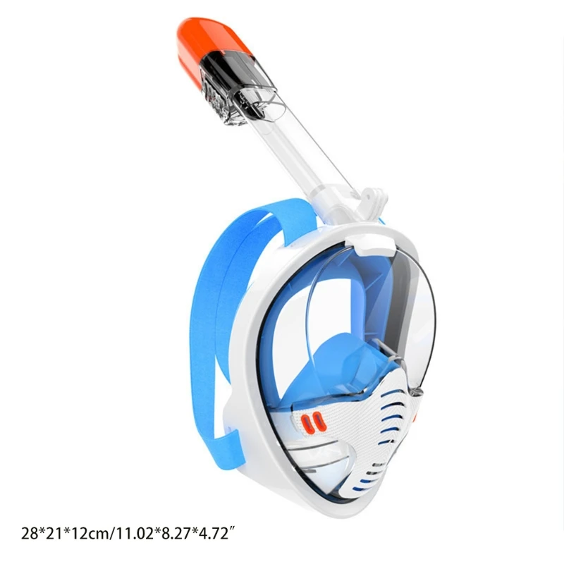 

G6DE Diving Mask Full Face Snorkel Mask with Anti-Fog Wipes,180 Degree Panoramic View Snorkeling Mask, Anti-Leak Dry Top Set