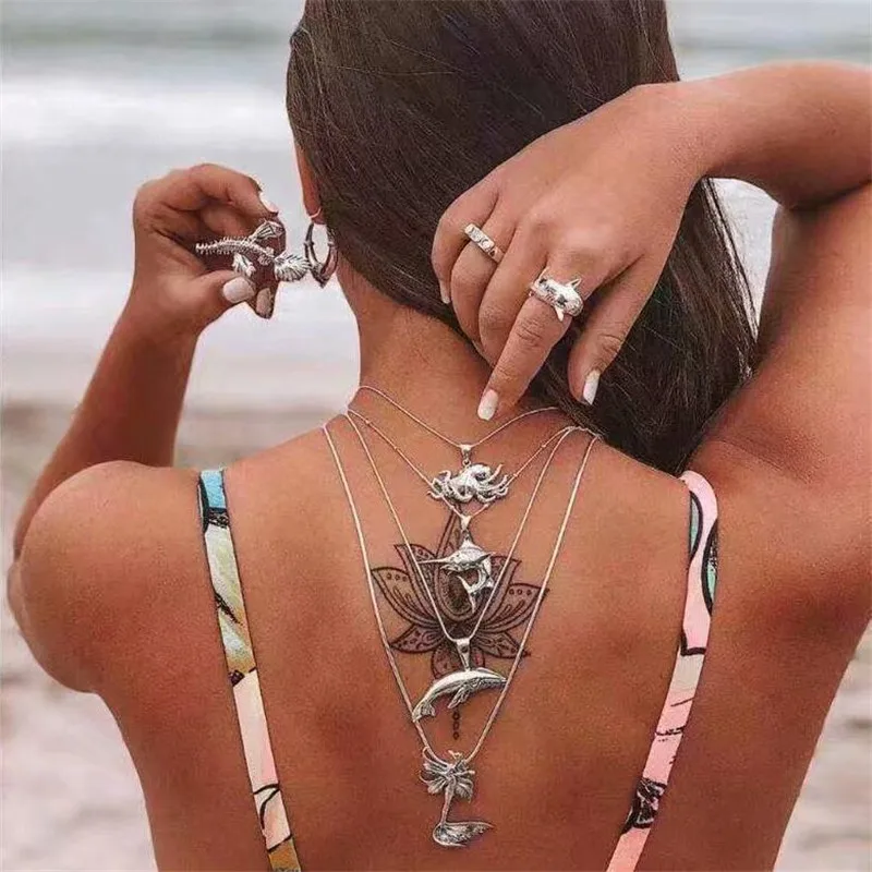Женское Ожерелье с кулоном в стиле бохо многослойное ожерелье чокер Акула