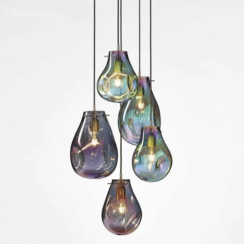 

modern luminaria glass ball LED pendant lights restaurant hanging lamp