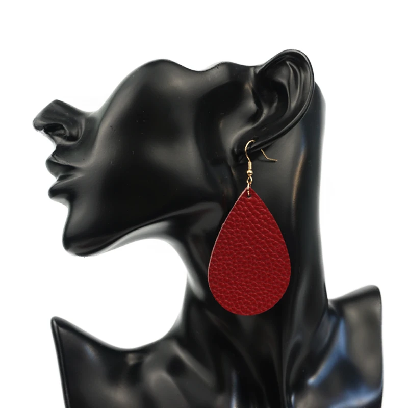 Женские серьги капельки M & G черные из натуральной кожи с каплями воды модные