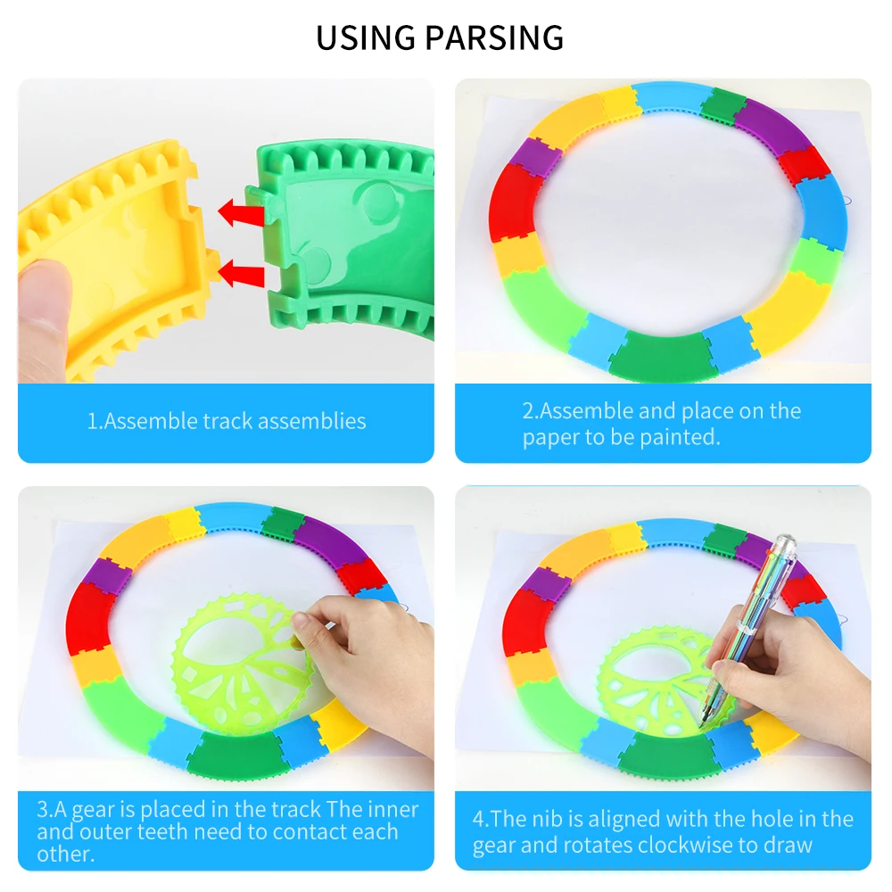 Трек Спирограф Блокировка зубчатые колеса дети Живопись Рисунок аксессуары рельсы Творческий Набор Развивающие игрушки подарок на день рождения