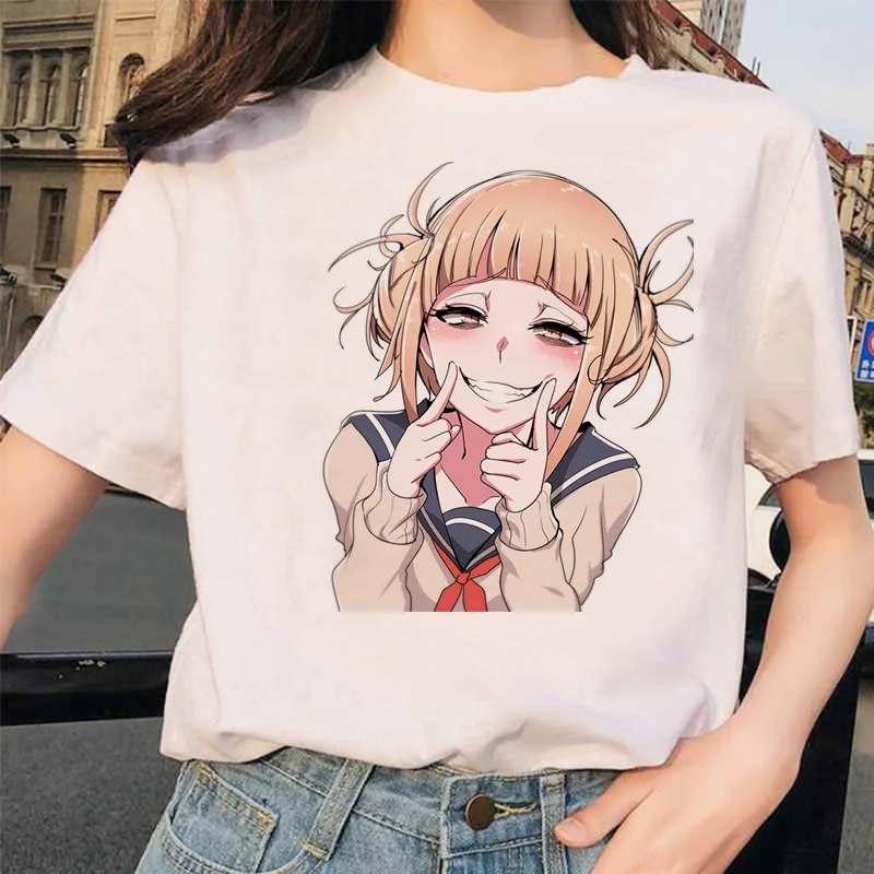 Японский аниме Ahegao футболка Женская Harajuku Boku No Hero Academy футболка Senpai смешная футболка Himiko Toga футболки женские