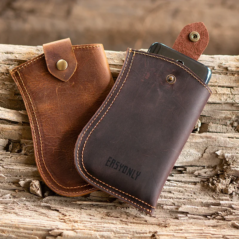 

Portable Mobile Phone Storage Cowhide Storage Bag Outdoor Tool Leather Product Storage Box Outdoor Travel Tool Bag Phone Storage