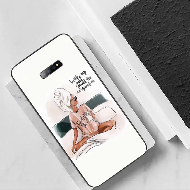

Girl Boss fashion Pink Women power Phone Case Tempered glass For Samsung S6 S7 edge S8 S9 S10 e plus note8 9 10 pro