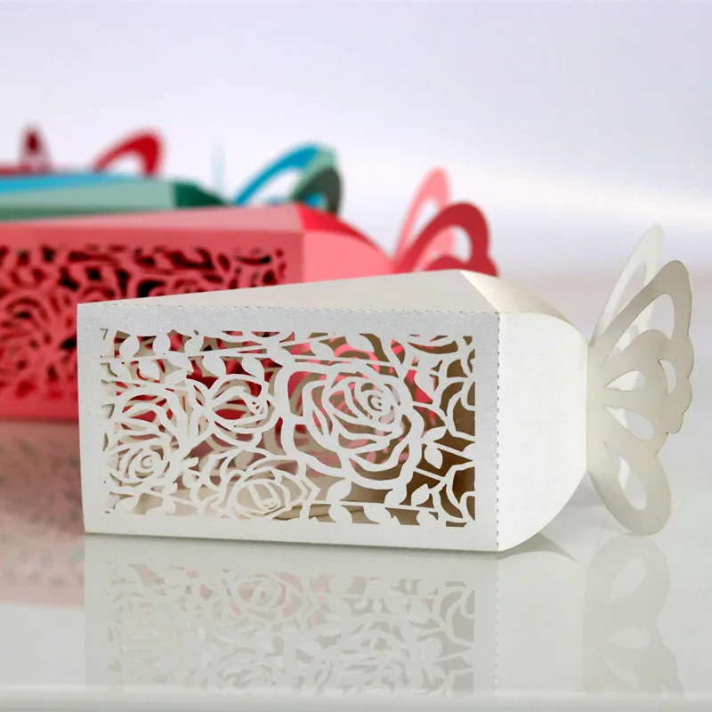 10pcs Butterfly Hollow Flower Laser Cut Candy Gift Boxes Packaging Dragee for Wedding Birthday Decoration Baby Shower Wrapping | Дом и сад