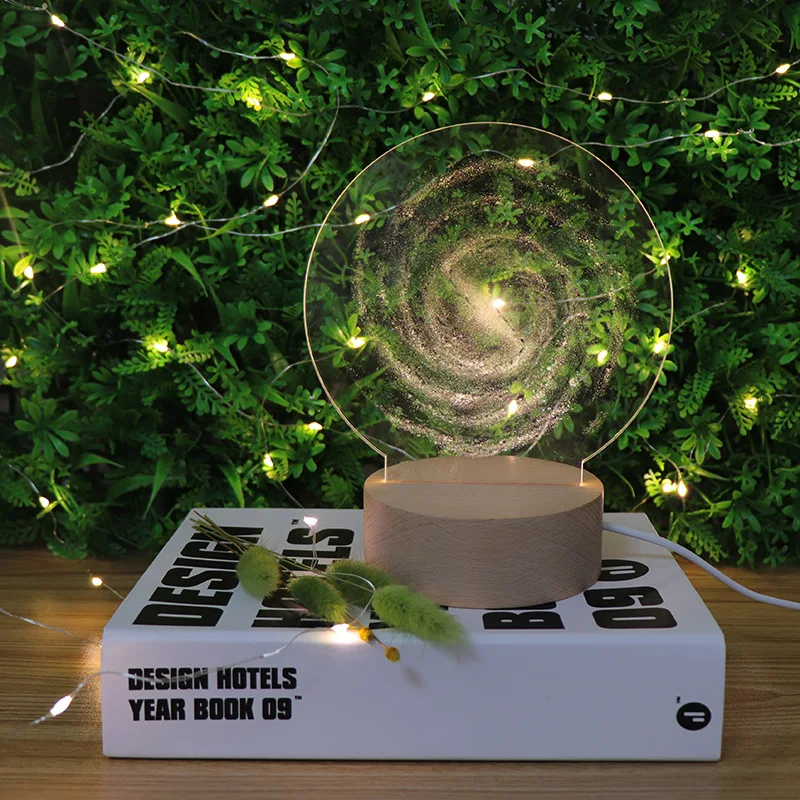 Светильник для ночного освещения Млечный путь панельный деревянный акриловый