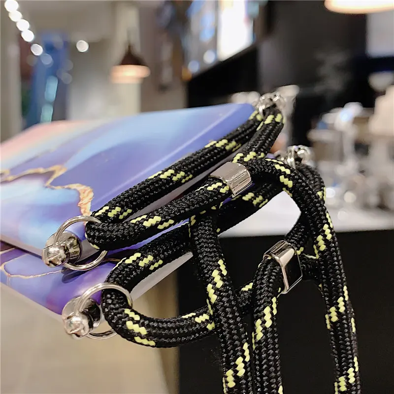 

Marble Lanyard Neck Cord Case For Huawei P40 P40Pro P20 30 P30Pro Mate20 Mate 20 30Pro Soft IMD Necklace Strap Rope Back Cover