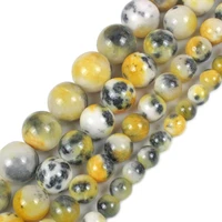 natural stone yellow black persian jades beads round loose spacer beads 15strand 681012 mm for jewelry making diy bracelet