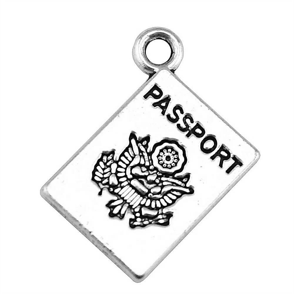 

10Pcs 18x14mm Passport Charms For Jewelry Making Hand Made Jewelry Accessories Antique Silver Color Alloy Charms