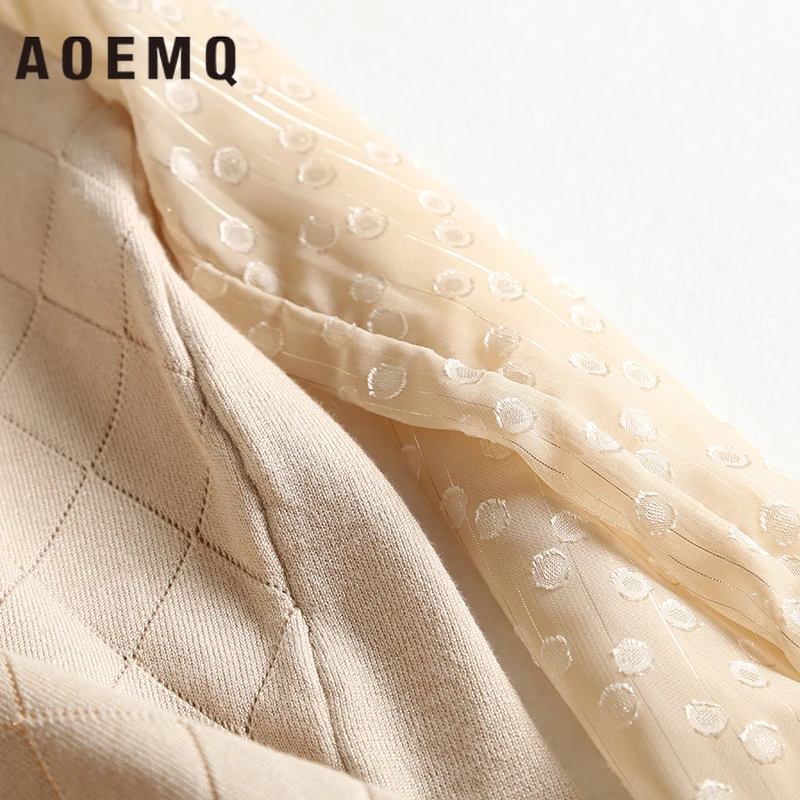 AOEMQ модные свитера один размер Полосатый Крест с цветочным принтом пышные рукава