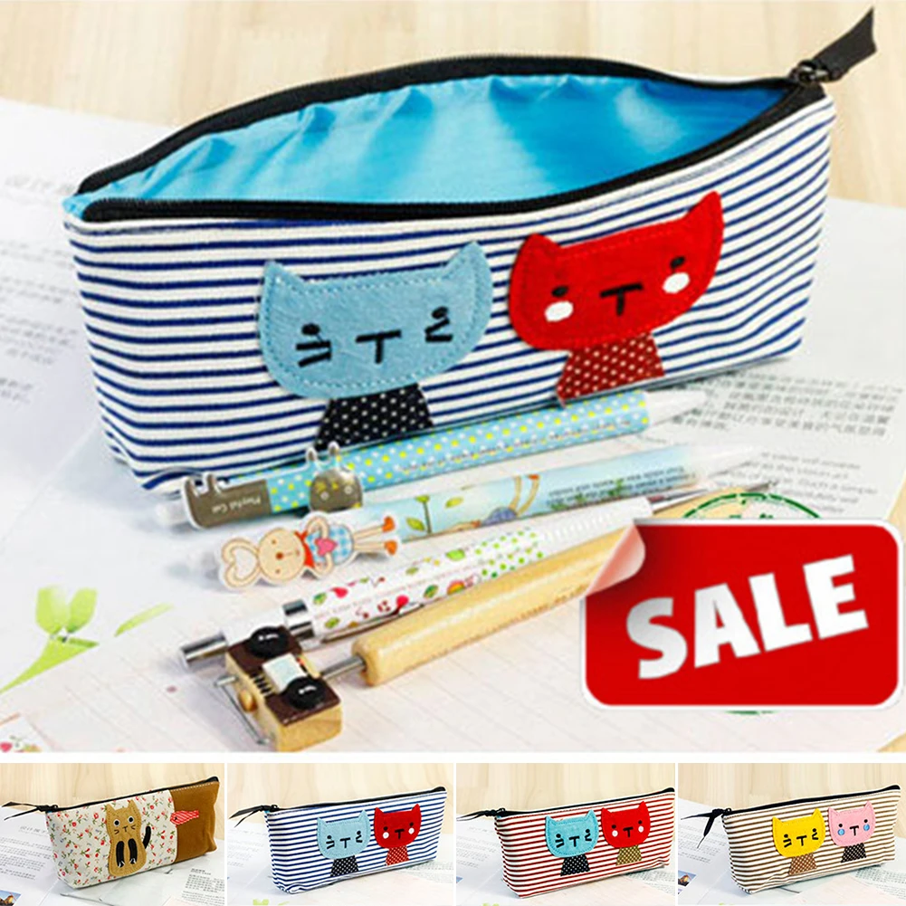 

Cute Makeup Brush Student Key Zipper Canvas Gift Stationery Coin School Pencil Bag