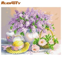 ruopoty 5d diy diamond painting purple flower full square drill new arrival mosaic embroidery rose rhinestone pictures decor