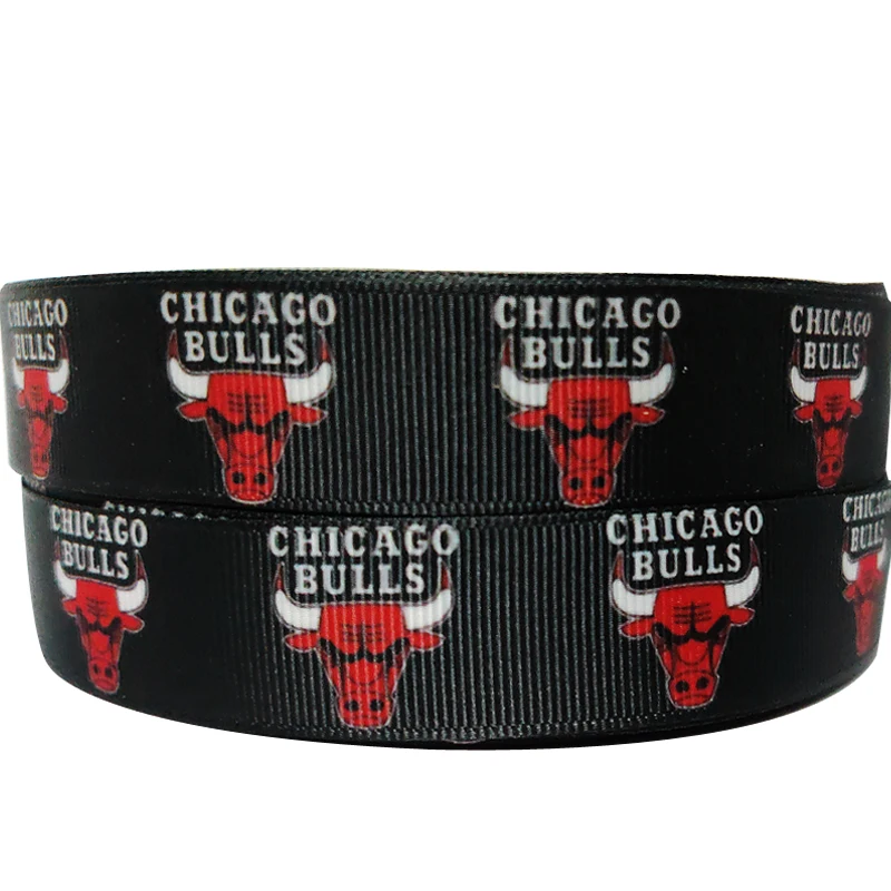 

Chicago Printed Ribbon Black Grosgrain Webbing Cintas 22mm 7/8'' inch Basketball Cheer up Headband Hair Bows Accessory Craft