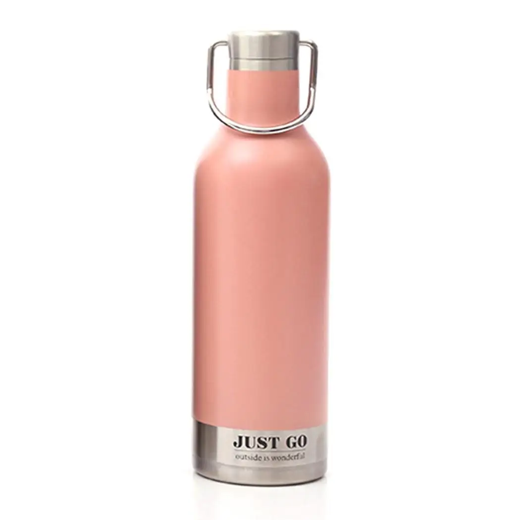 New Outdoor Sports Bottle Stainless Steel Portable Vacuum White/Pink/Gray/Dark blue/Black 500ml Thermos Water Drinking | Дом и сад