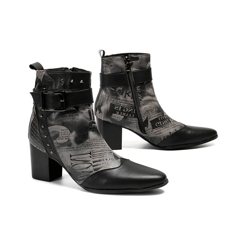 Мужские черные ботинки челси из натуральной кожи с принтом модная обувь