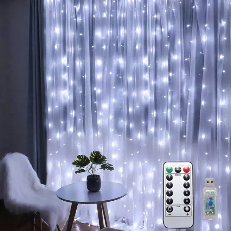 3x3 м 300LED медная проволока сосулька занавески USB с дистанционным управлением
