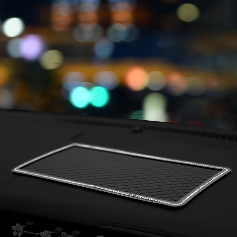 Нескользящий коврик с кристаллами и стразами для автомобиля блестящие стразы