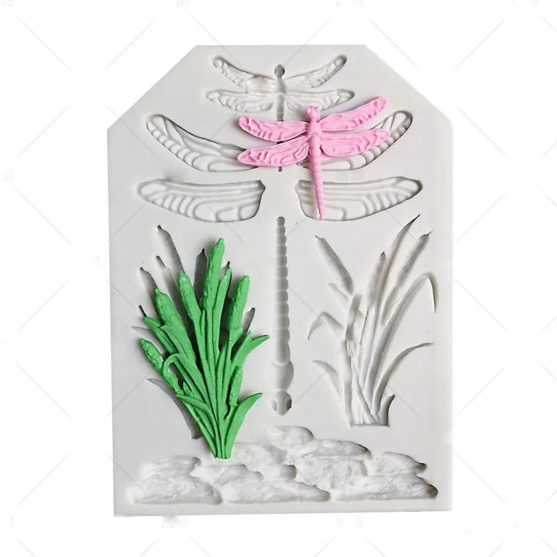 Mold Cake Mould Animal Baking Silicone Pastry Dragonfly Fondant Grass Tree Leaf mold | Дом и сад