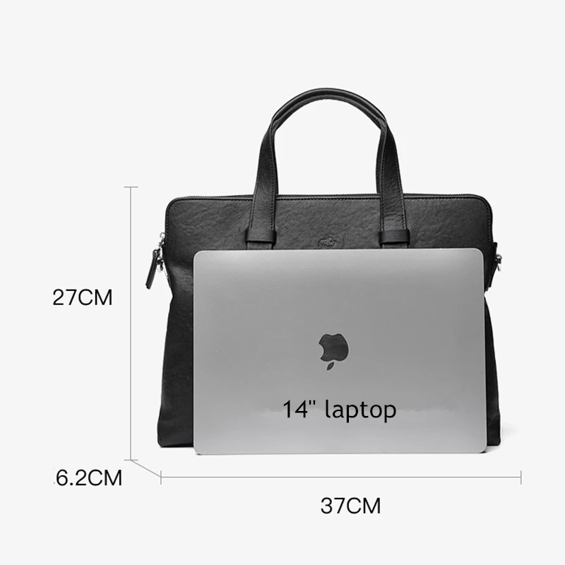 Bison Denim Cowhide Business Briefcase Genuine Leather Men Bag 14