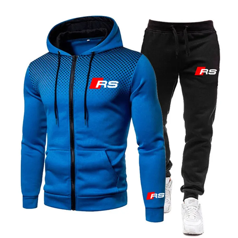 

Cardigan Tracksuits Men Sets Long Sleeve Hoodie+Jogging Trousers 2piece Sets Fitness Running Suits Male