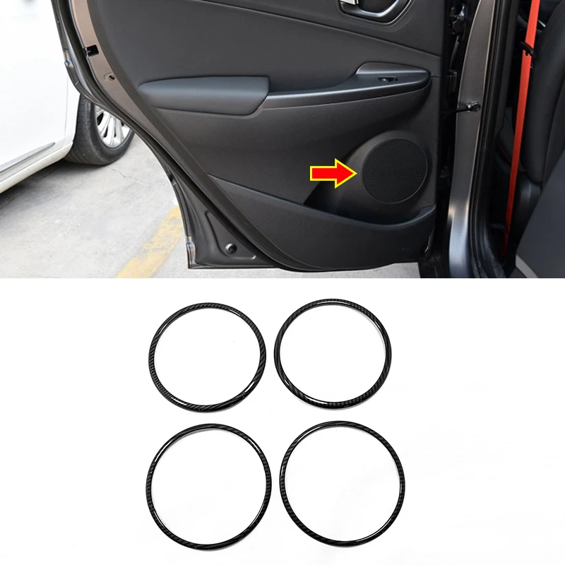 

For Hyundai Kona Encino 2017-2019 ABS Carbon fibre car sticker styling Audio Speak Sound Cover Ring circle trim frame Cover trim