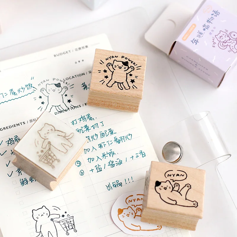 Винтажный мультяшный Кот серия штамп DIY деревянные и резиновые штампы для