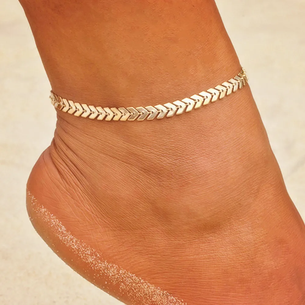 

creative Anklet Bohemian style foot accessories express new punk metal chain summer beach Anklet women Dropshipping
