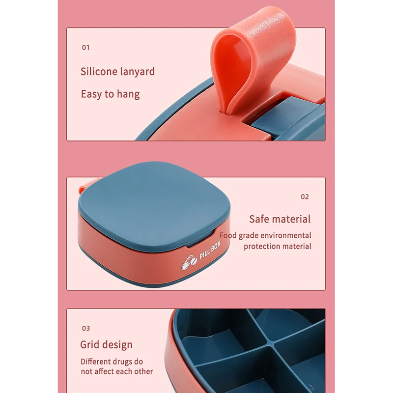 

New High-quality Pill Box Storage Box Portable Flip Pill Box Sealed Environmental Protection Pill Box Mini Pill Box
