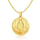 Медали Богородицы гуадалупа для мужчин, ожерелье с кулоном, золотистый тон, Дева Мария, медали покровителя, мужские ювелирные изделия