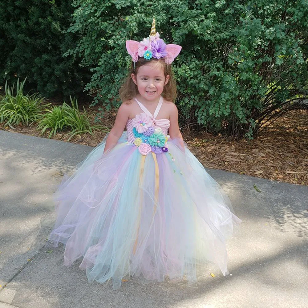 

Luxury Flower Girls Wedding Dresses Kids Cocktail Dresses for Girl Evening Dress 2021princess Tulle Tutu Dress Long Prom Dress