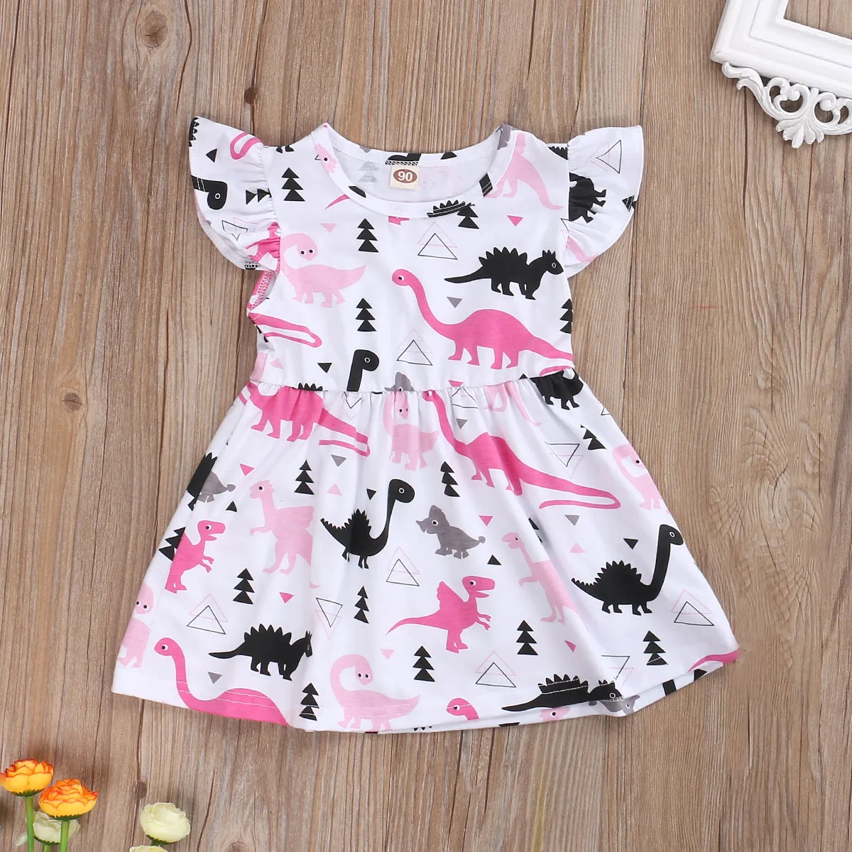 Платье детское летнее ТРАПЕЦИЕВИДНОЕ с круглым вырезом и коротким рукавом |