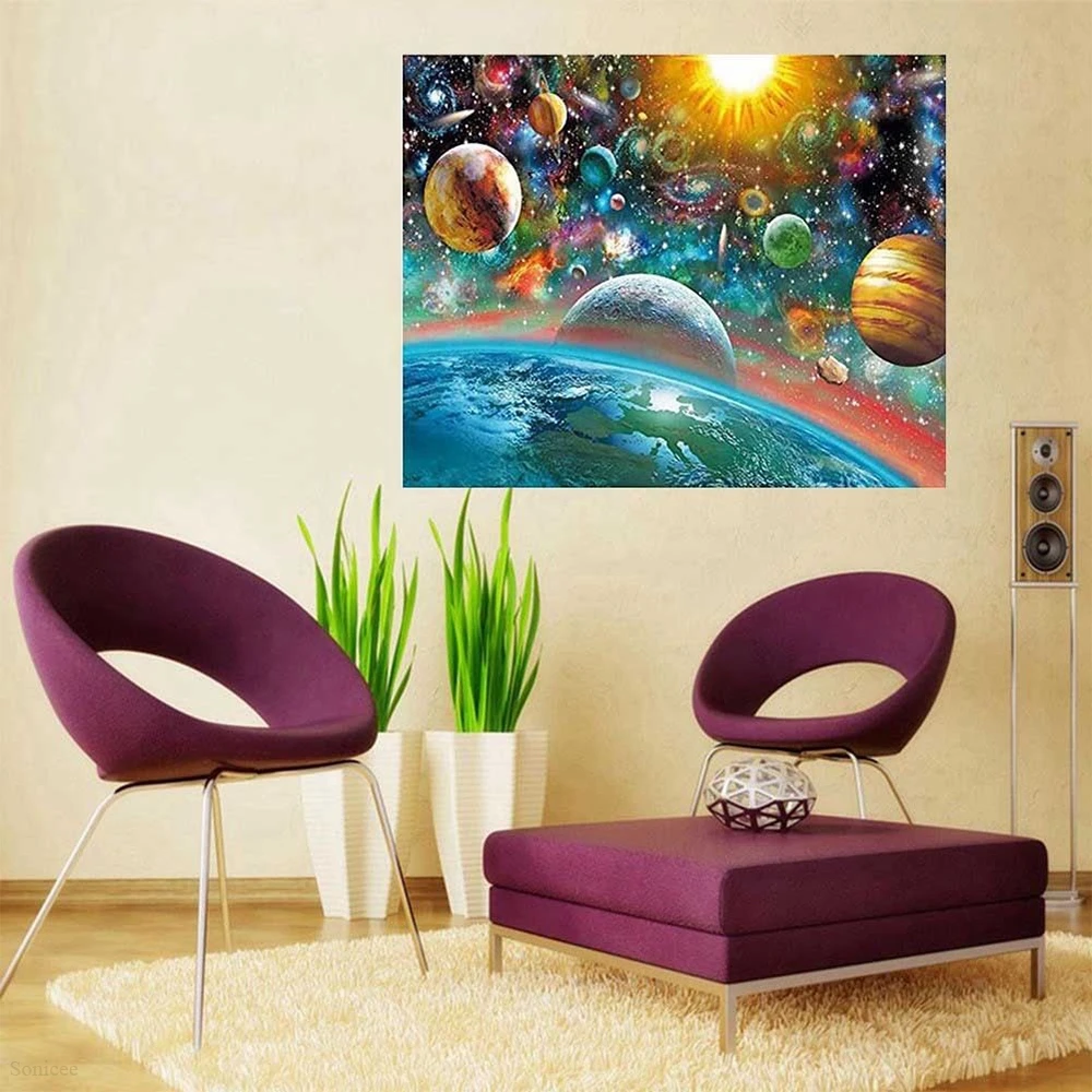 Алмазная живопись &quotсделай сам&quot 5D Вселенная планеты галактика солнце земля