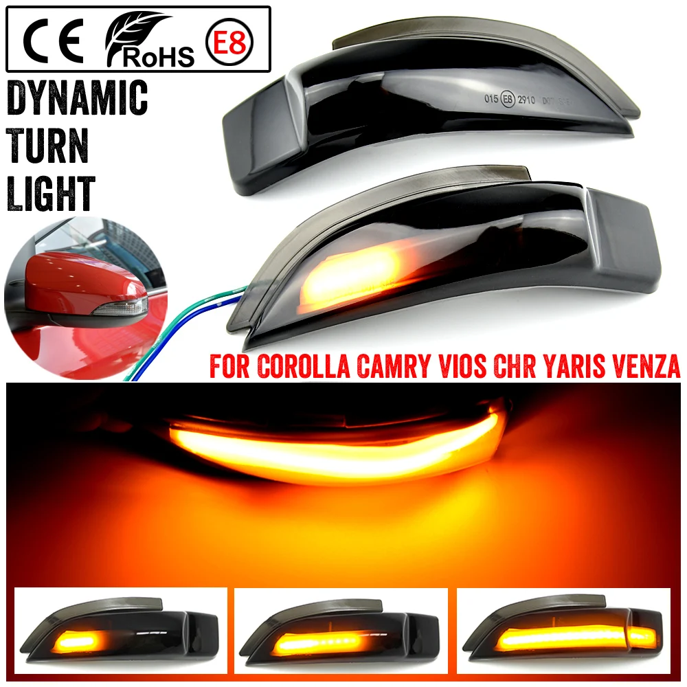 

For Toyota Corolla Camry Prius Vios CHR Yaris Venza Avalon Altis LED Dynamic Turn Signal Light Sequential Side Mirror Indicator