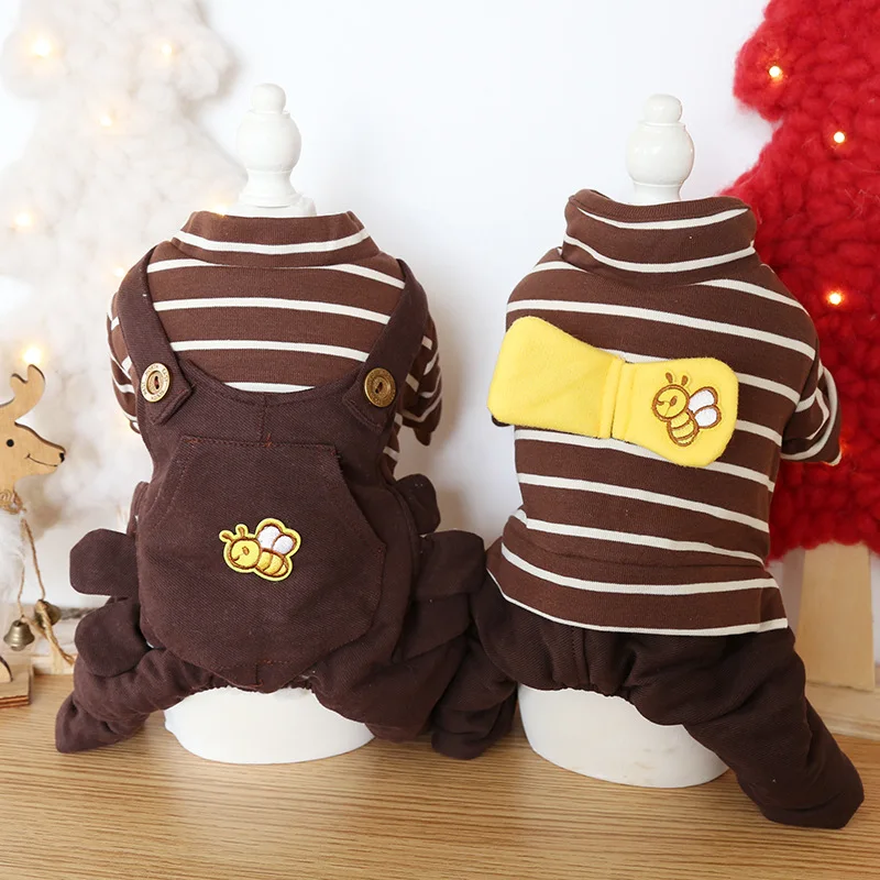 

Striped Bear Pet Dog Clothes Winter Warm Dog Bathrobe Jumpsuits Dog Pajamas Thick Coats Clothing For Dogs Cat Yorkie Maltese