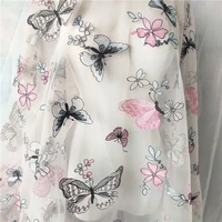 new mesh color flat embroidered butterfly lace fabric for womens skirt baby doll accessories diy fabricby the meter