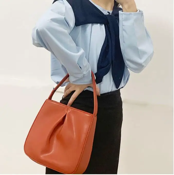 

Handbags Pure Fashion Women Small Bag Pu Leather Underarm Baguette Shoulder Bag Female Vintage Cute Bag