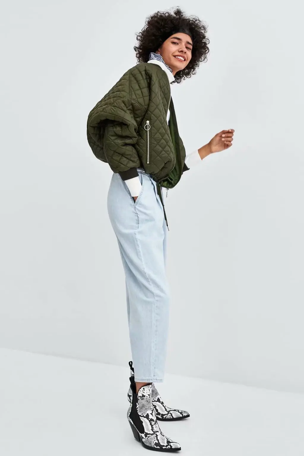 ZA осень зима мода ромбовидная решетка парка куртка для женщин круглый воротник