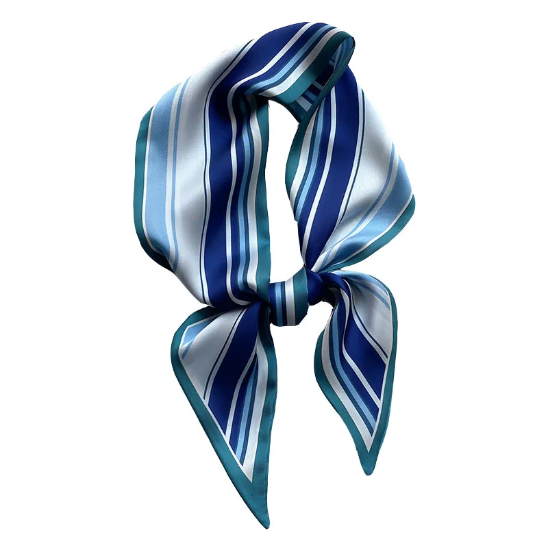 

Spring and Sutumn New Narrow Stripe Small Silk Scarf Women's Fashion Generous Sharp Corner Scarf Hair Band Binding Bag Ribbon