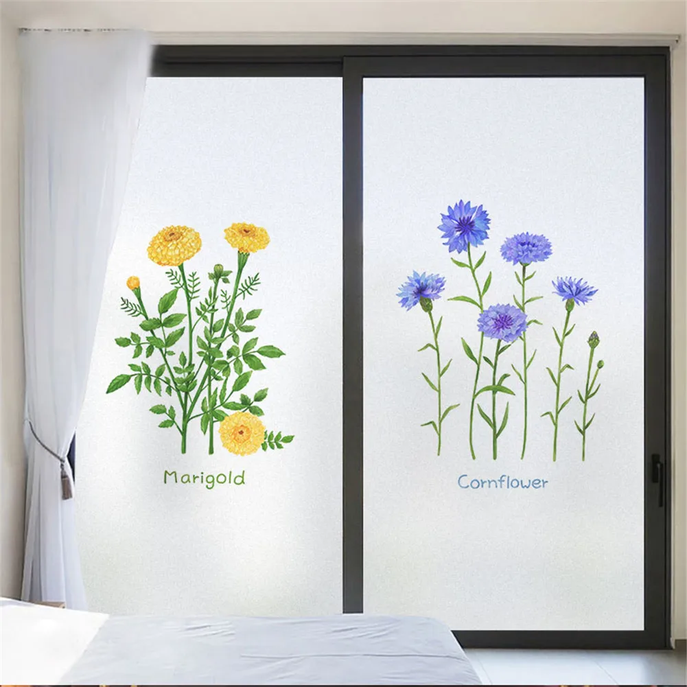 

Window Film Privacy Flowers Glass Sticker UV Blocking Heat Control Window Coverings Window Tint for Homedecor