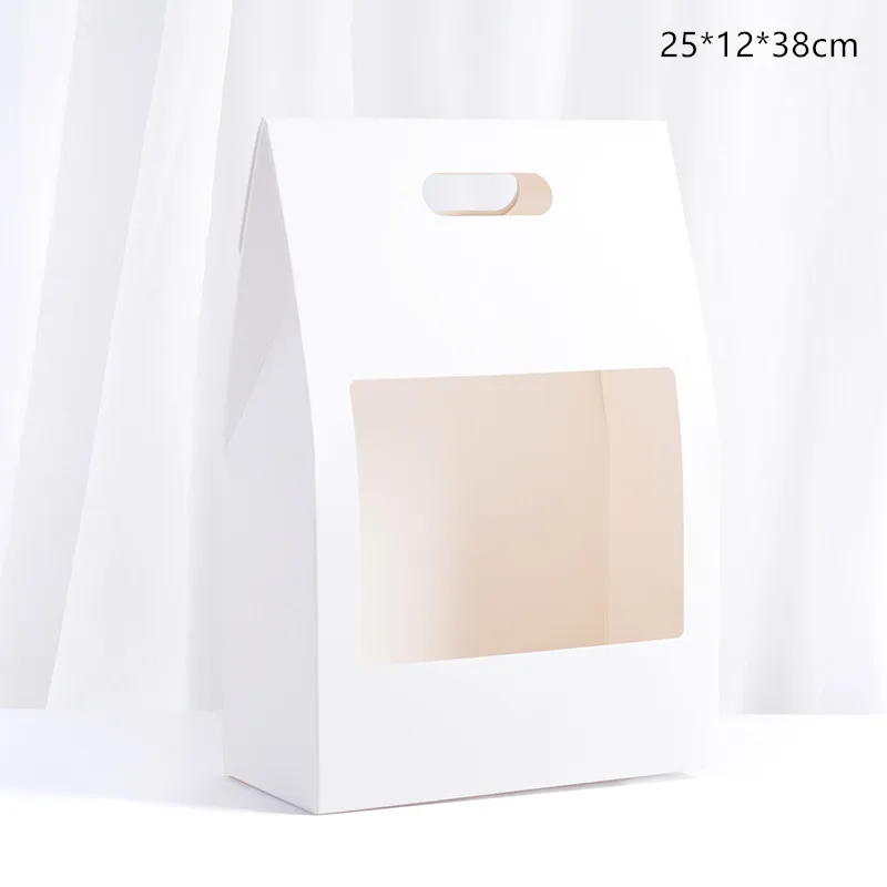 White 5 шт. портативный окно коробка 25*12*38 см водонепроницаемый крафт бумага складной платок цветок мешок подарочная коробка - Цвет: White