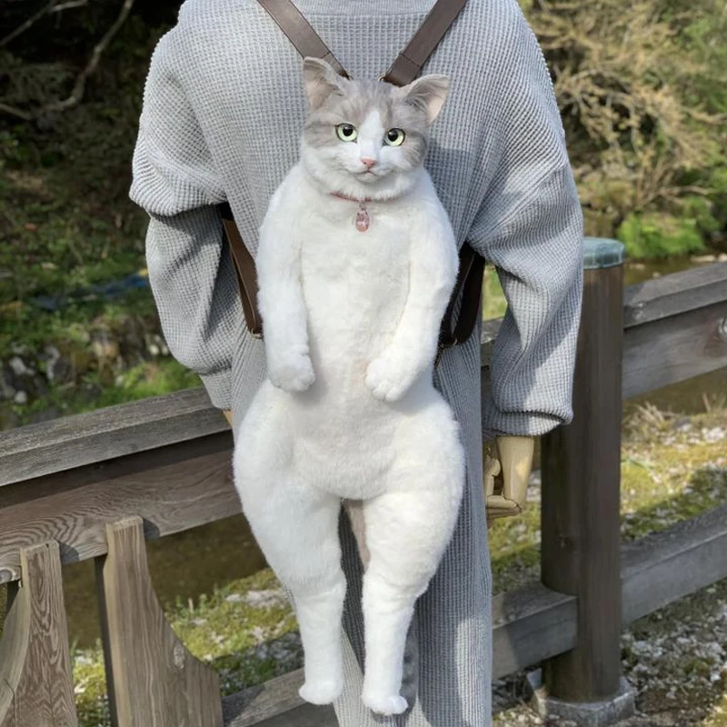 

Handmade Simulation Cat Bag Personality Creative Cat backpack Doll Toy Kitten Cat Plush Toy Cat Drop shipping