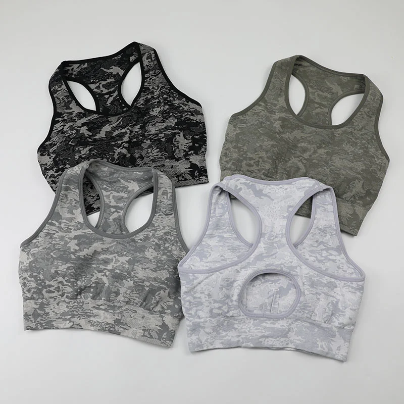 

2021 New Camo Seamless Workout Set Women Sport Wear Fitness Clothing High Waist Leggings+Padded Sports Bras 2 Piece Gym Set
