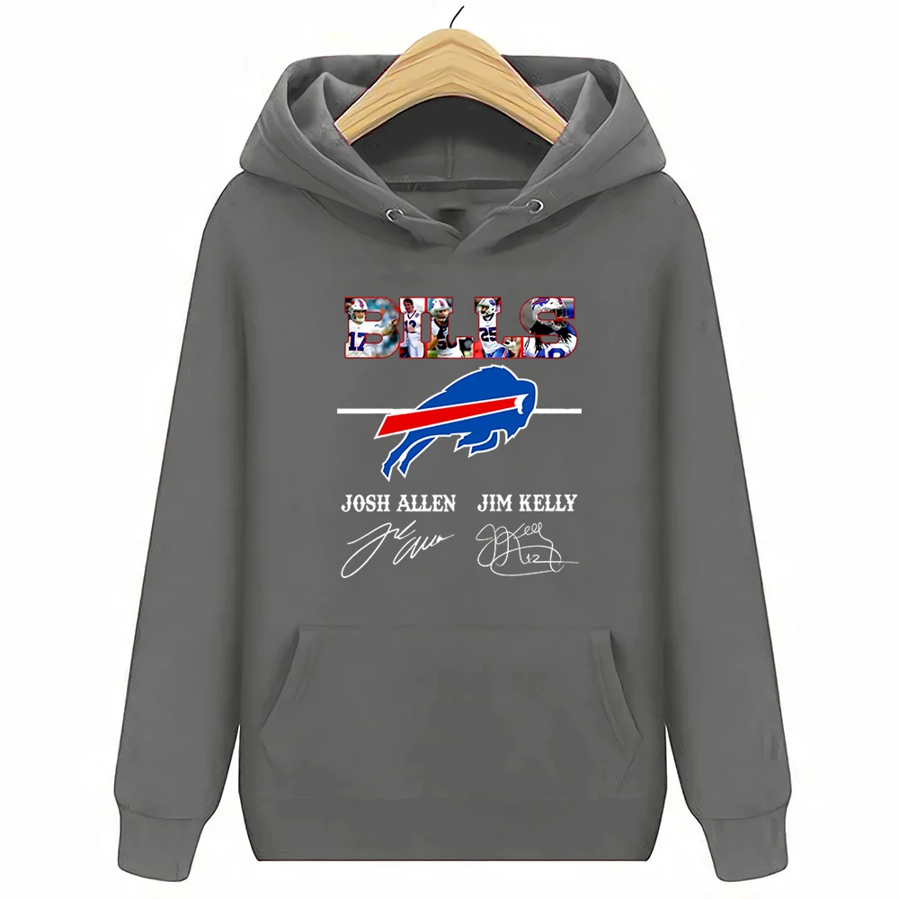 Темно-серый Толстовки с круглым вырезом и принтом Buffalo Bills Josh Allen Jim - Цвет: Темно-серый