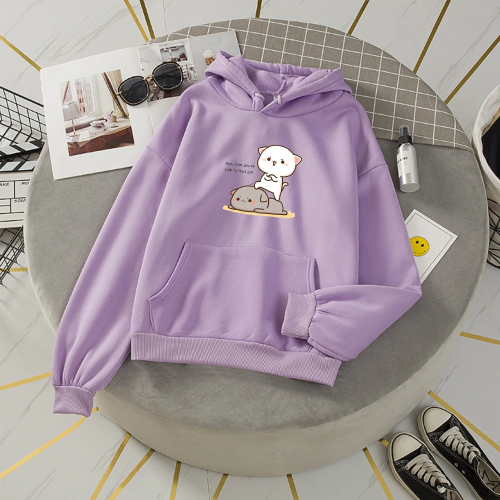 

Casual Hoodies Women Brand Long Sleeve Warm Hooded Violet Sweatshirts Hoodie Coat Casual Kawaii Pullovers Oversized Sportswear