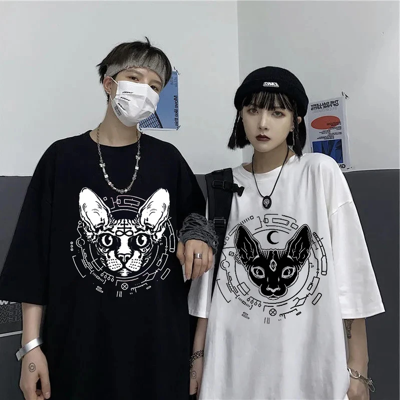 Футболка с изображением кота из Сфинкса Death Metal черная футболка в стиле готика