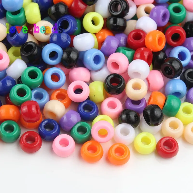 100pcs/lot 6*9mm Mixed Candy Color Acrylic Beads Large Hole Loose Spacer for Jewelry Making DIY Bracelet Frendship Gift | Украшения и