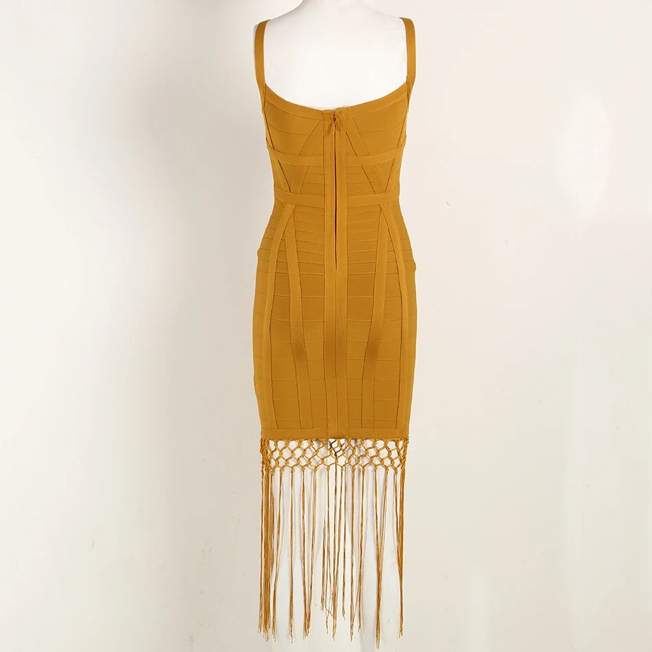 Новинка 2021 летнее женское облегающее платье средней длины имбирного желтого